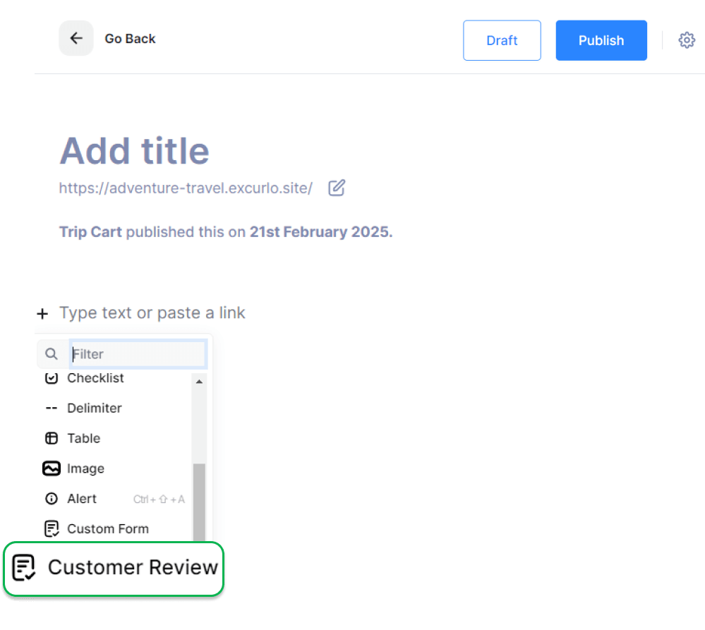 Add Customer Review in Page