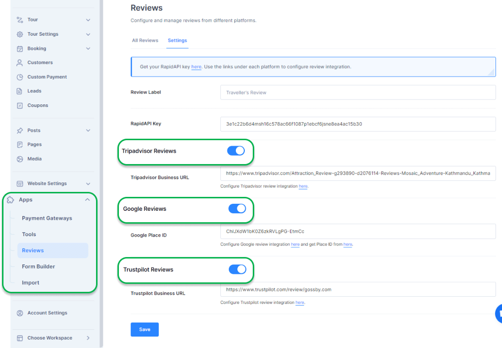 Importing reviews