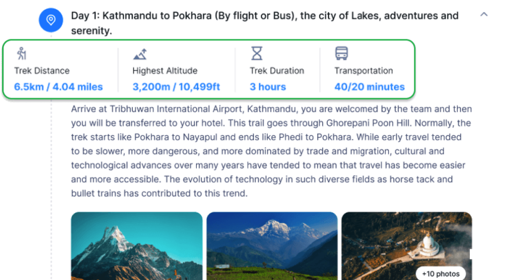 Itinerary Info front