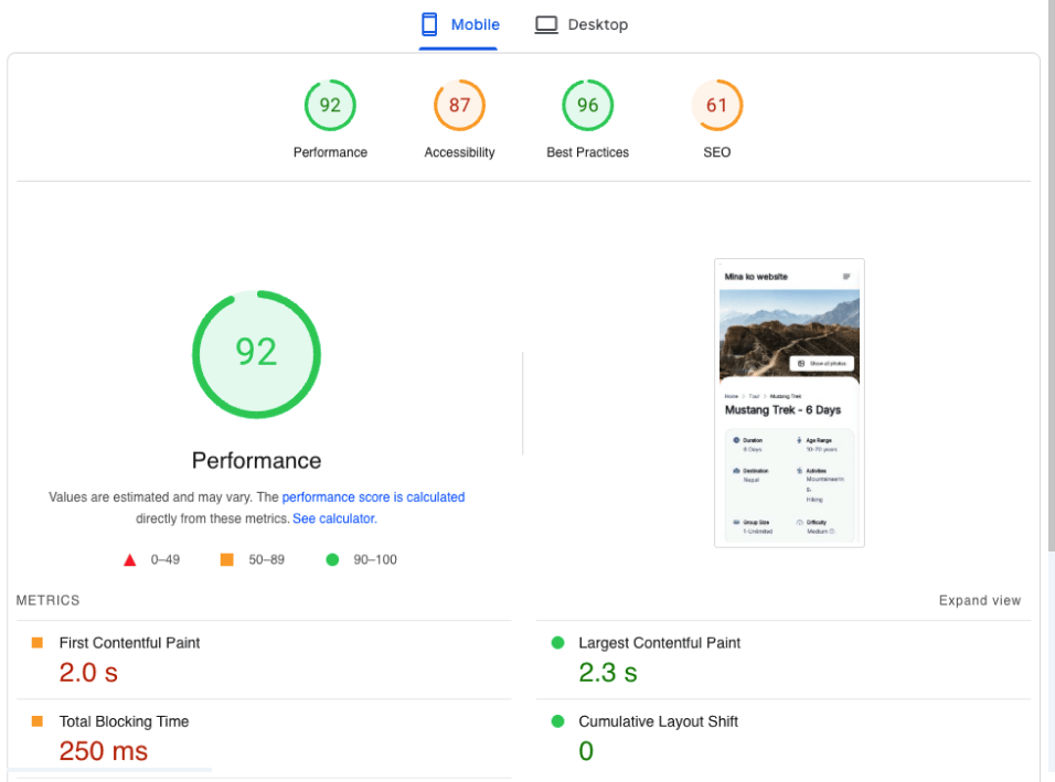 Tripcart Performance on Phone