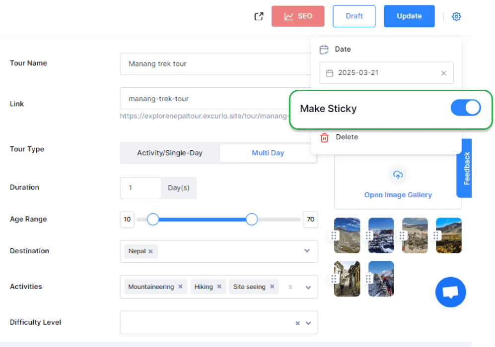 Make Sticky Feature