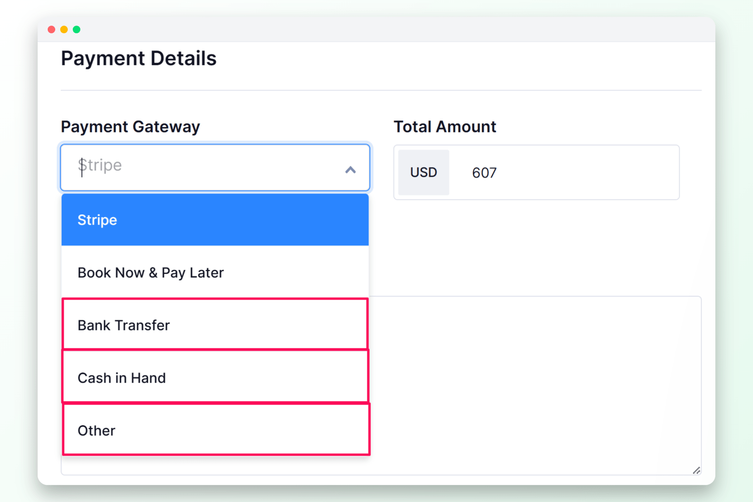 Record Cash and Offline Payments on Manual Bookings