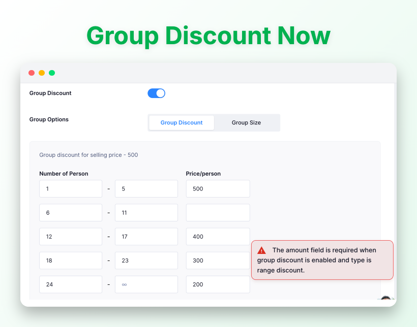 Group Discount Improvement