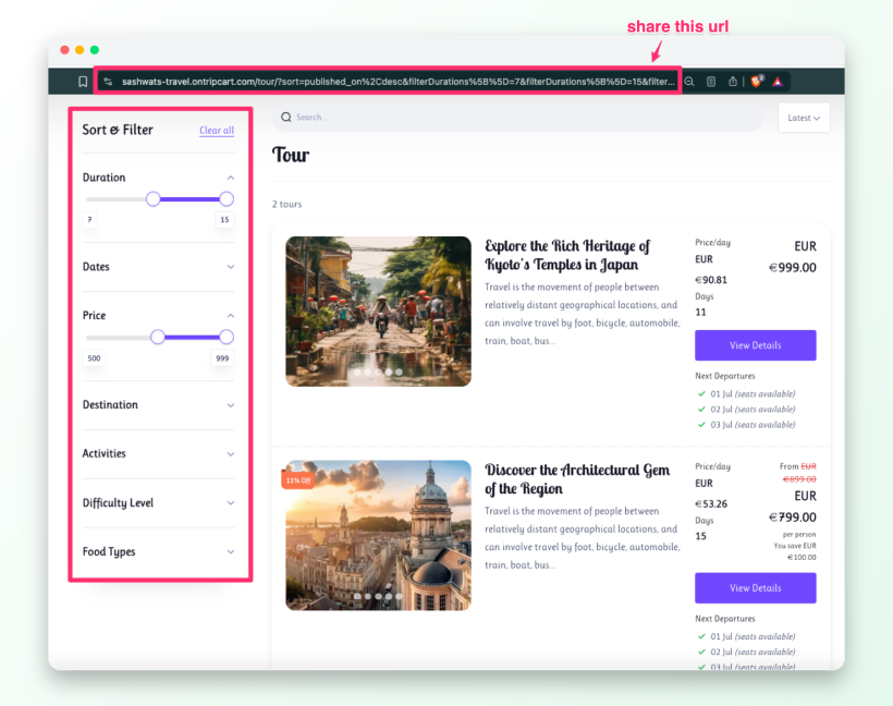 Search Stored in URL